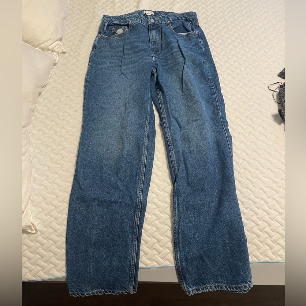Good American Dark Blue Denim Mom Style Straight Leg Jeans 30 10